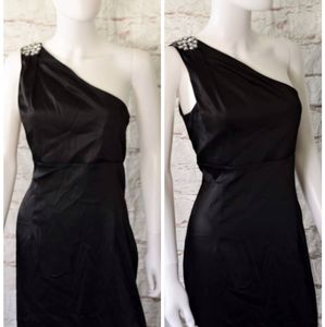 STUNNING Calvin Klein Black Satin Jewel Dress